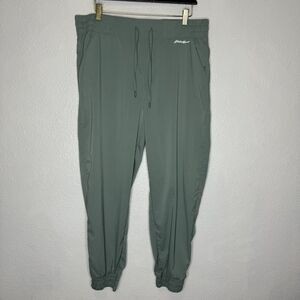 Eddie Bauer Women’s XL Track Joggers Sage Green Striped Elastic Drawstring Waist